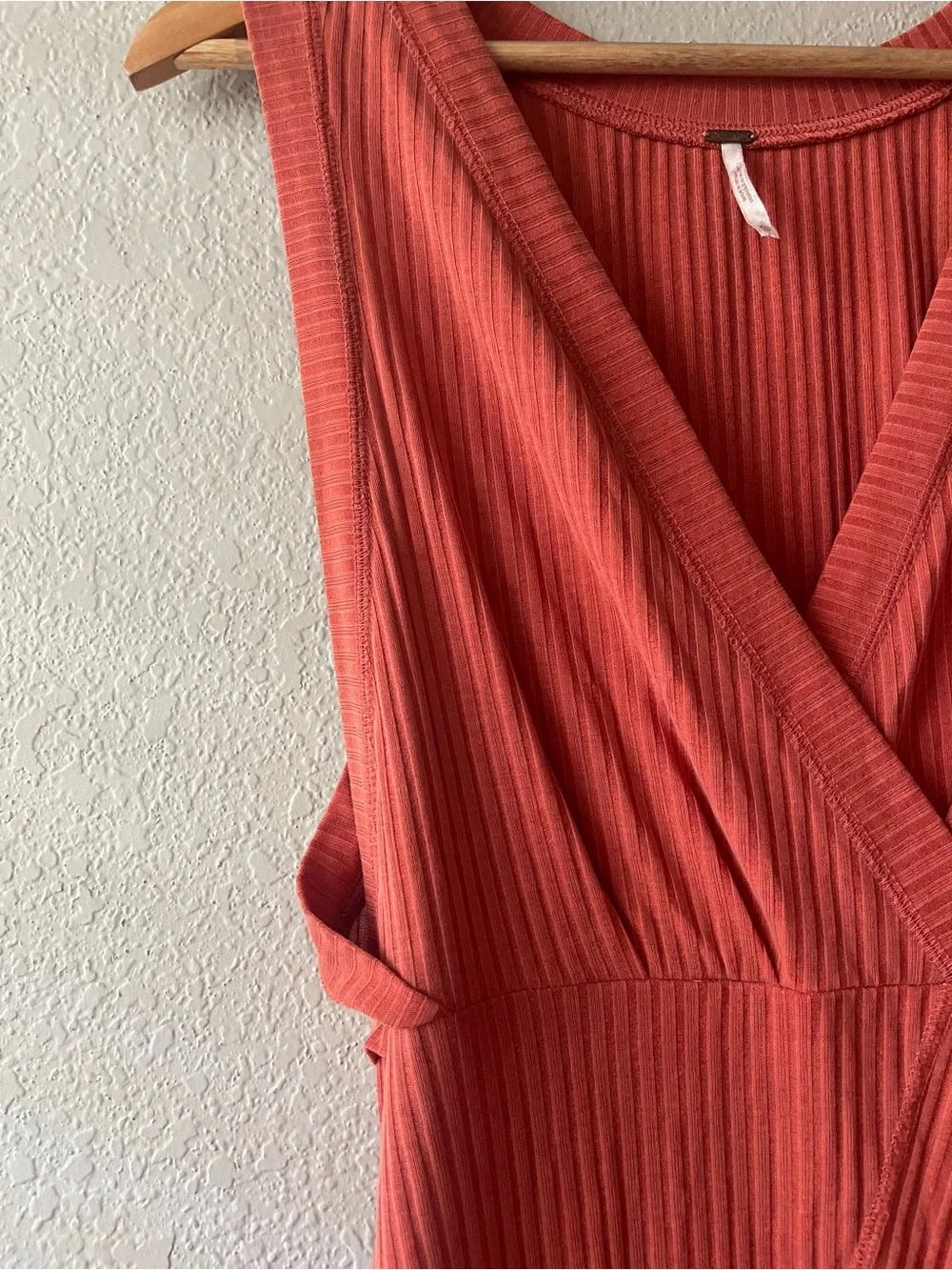 Free People Ribbed Rust Maxi Wrap Dress XS